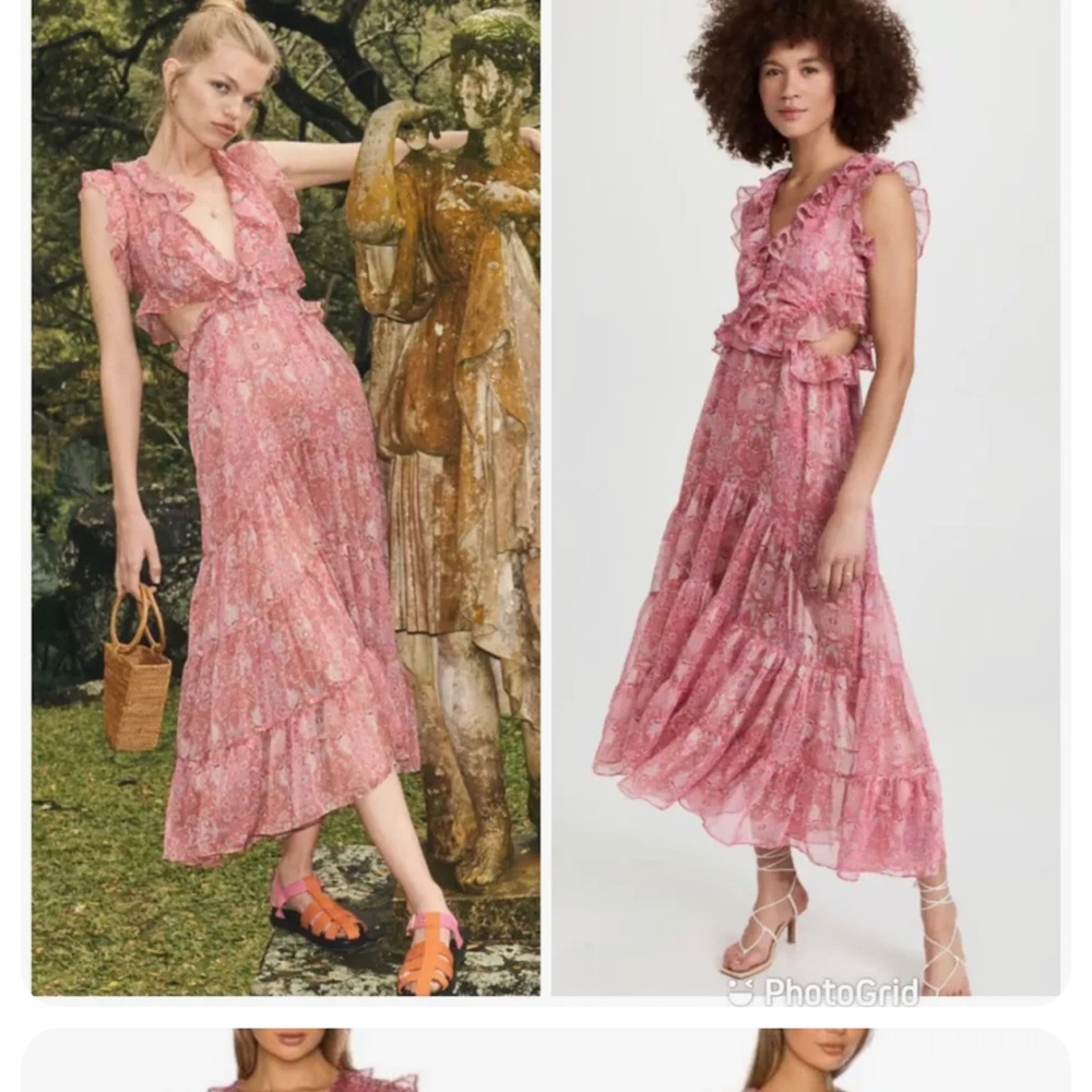 Misa Los Angeles Natasha Ruffled Pink Floral Dress